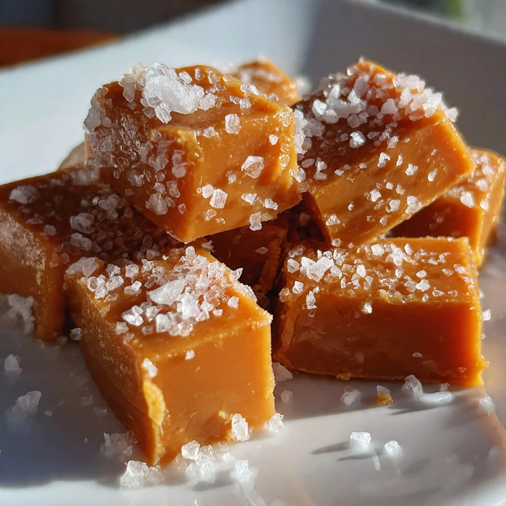 A slab of freshly made sea salt caramels on parchment paper being cut into squares.