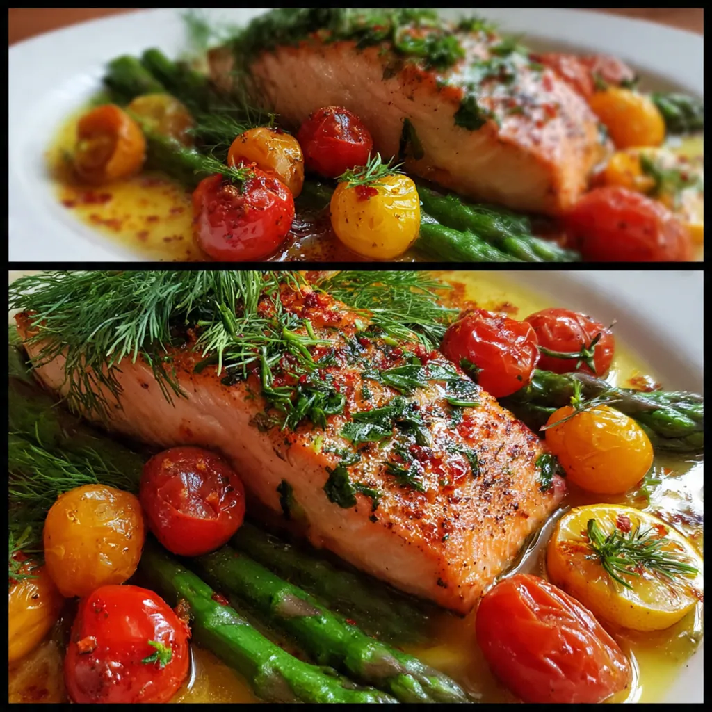 Close-up detail shot showing the moist, flaky texture of the lemon herb salmon.