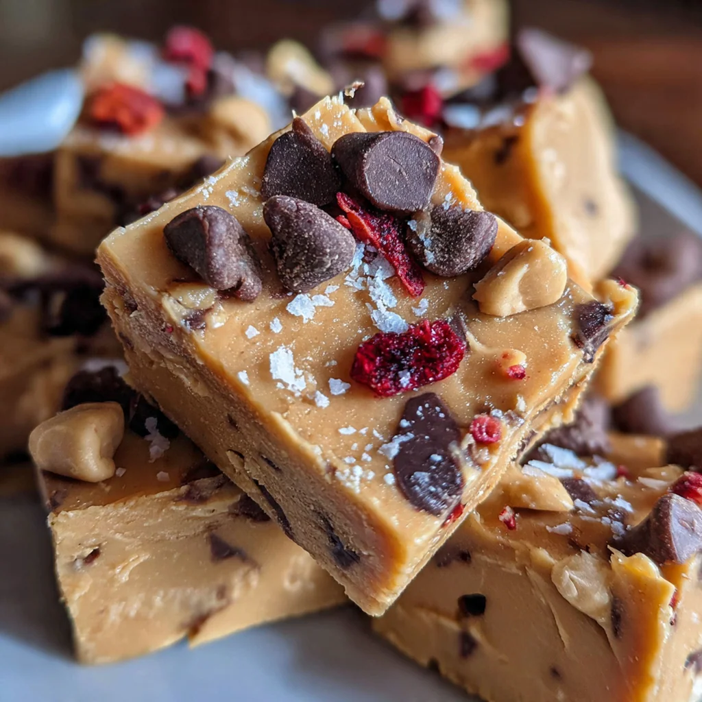 Thick peanut butter fudge mixture being scraped from a saucepan into a parchment-lined baking pan.