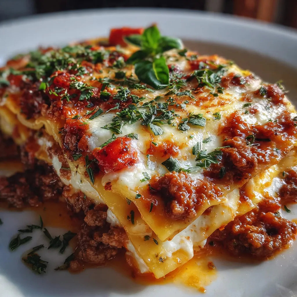 A large Dutch oven filled with rich, simmering bolognese meat sauce.