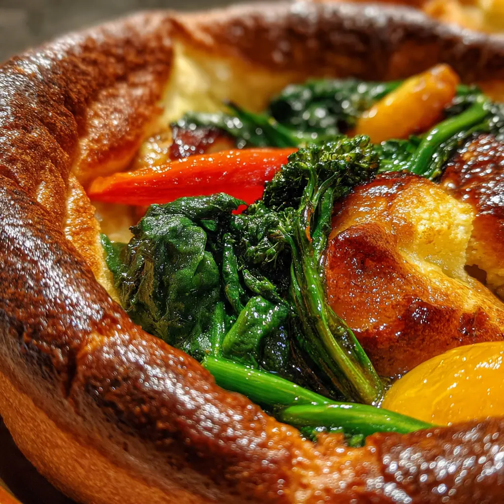 A batch of twelve golden brown Yorkshire puddings rising high out of a muffin tin.