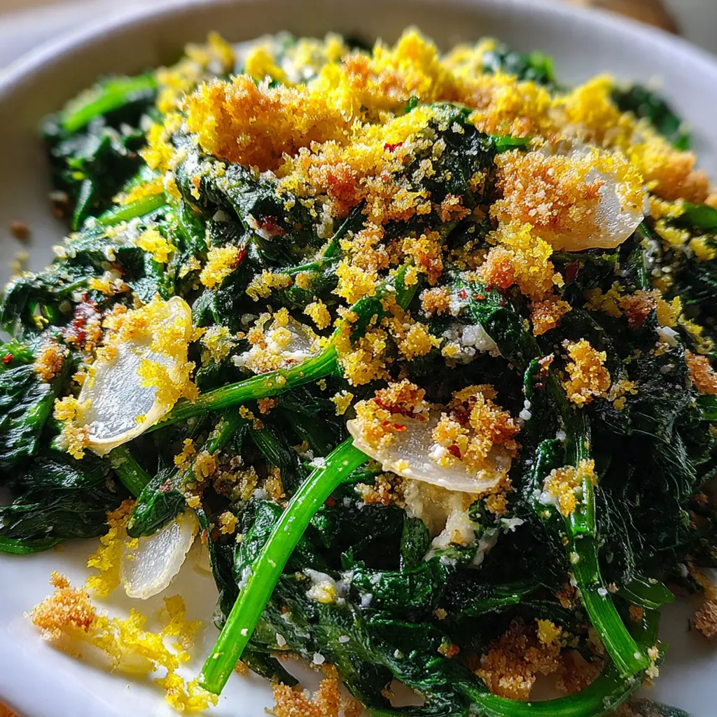 A festive dinner plate with a slice of ham, buttery cornbread, and a generous scoop of Fresh Spinach Madeline