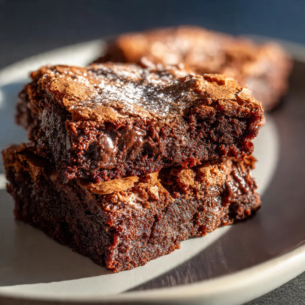 A close-up shot of a single brownie square showing its dense, moist, and chewy interior with melted chocolate chips.