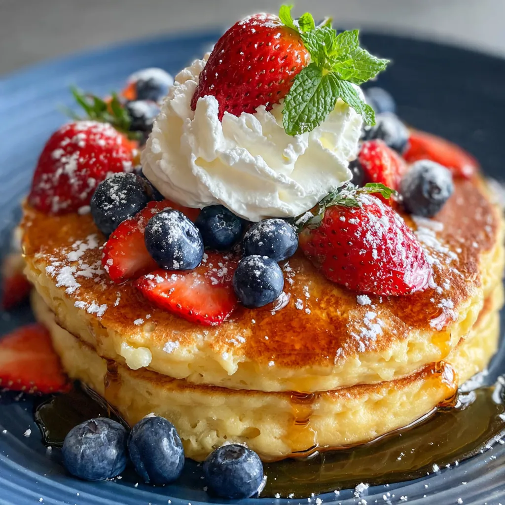 Close-up of a butter pat melting on a warm pancake with syrup dripping down