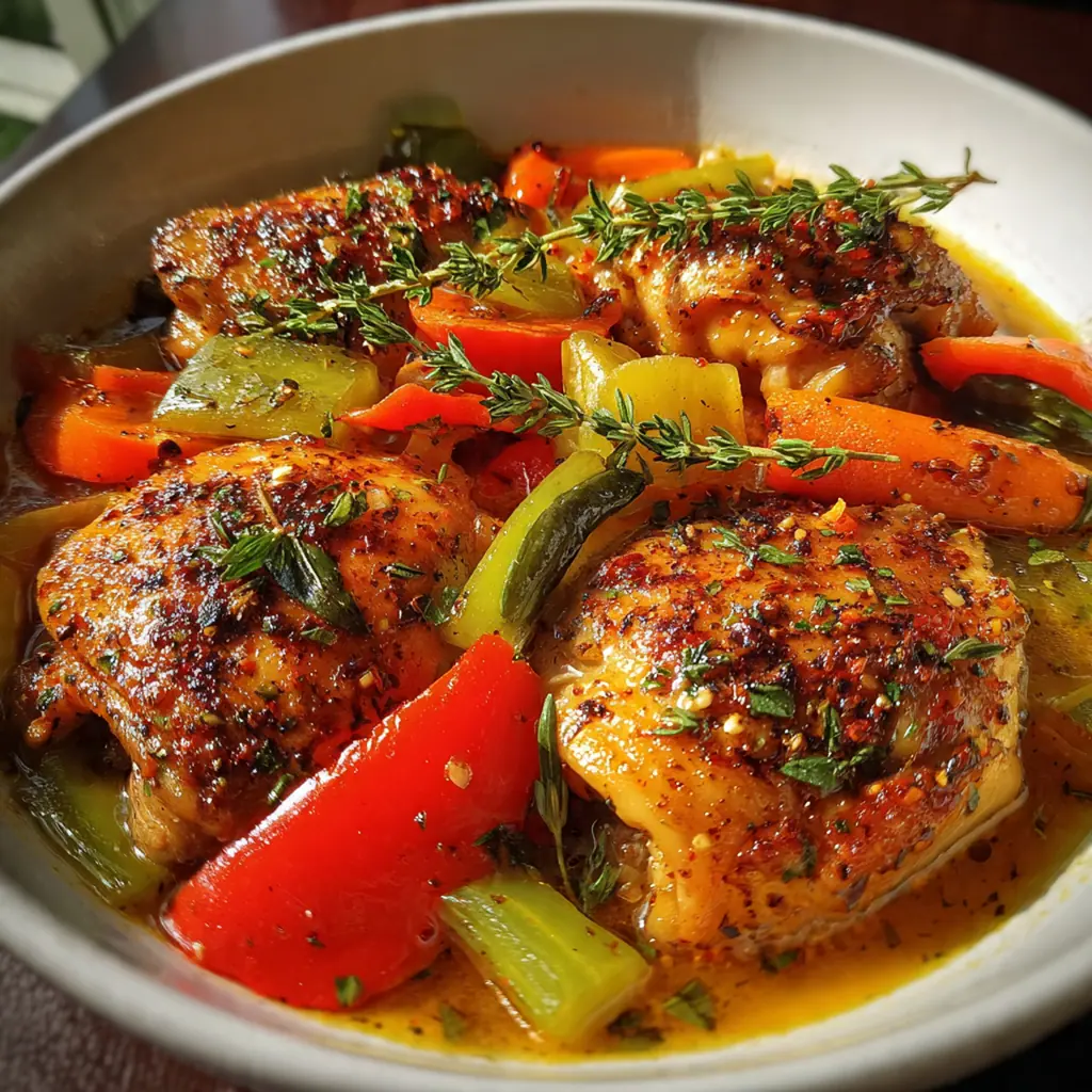 A comforting dinner bowl filled with crock pot chicken, potatoes, carrots and plenty of creamy sauce