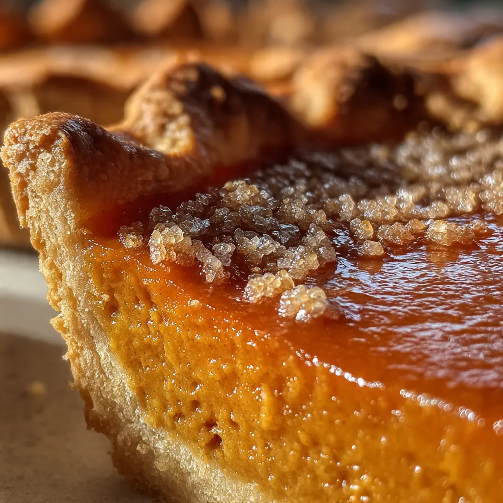 Close-up of the crimped pie crust edge with a sprinkle of cinnamon beside a whole pie