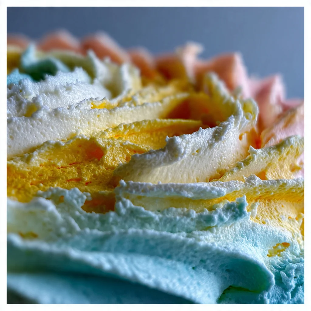 A perfect swirl of vanilla frosting being piped onto a chocolate cupcake.