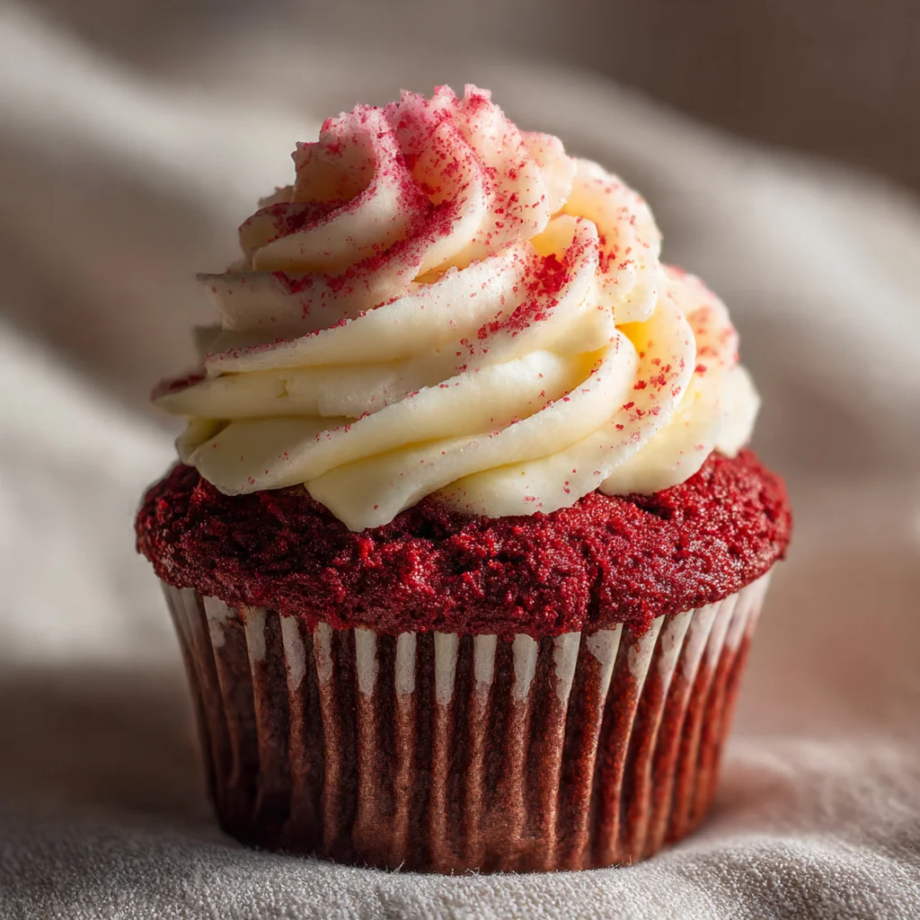 Close-up of a spatula generously spreading tangy cream cheese frosting onto a cooled cupcake.