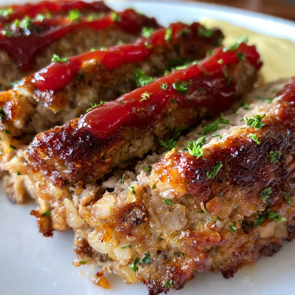 The sweet and tangy ketchup glaze being spread over the top of the uncooked meatloaf on a baking sheet.