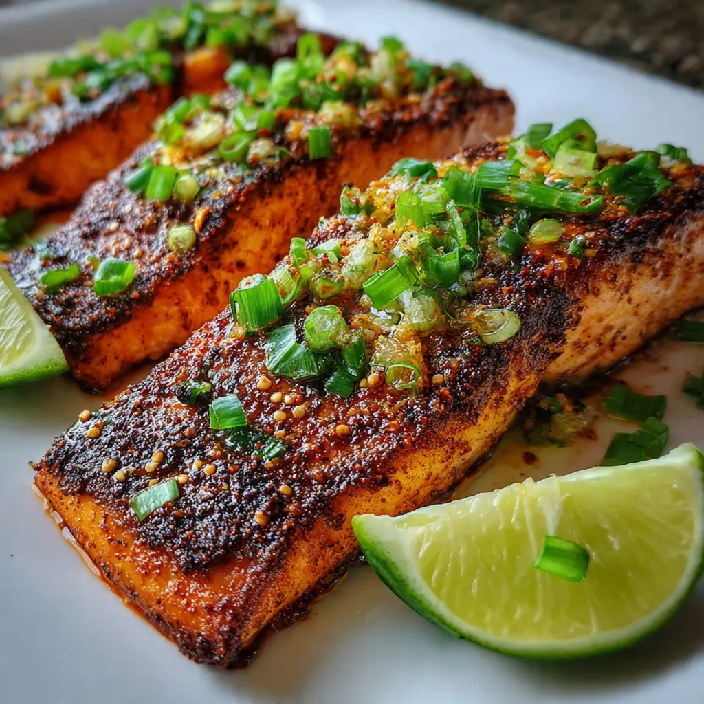 A hand brushing glossy bang bang sauce over a perfectly cooked salmon fillet in the air fryer basket