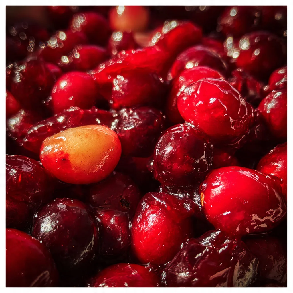 A holiday plate with sliced roast turkey, stuffing, and a generous scoop of crimson cranberry sauce