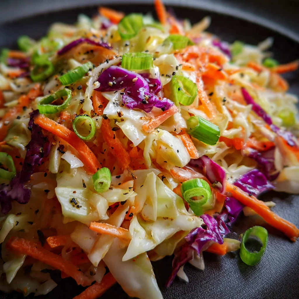 Creamy coleslaw with crisp shredded cabbage and carrots in a white bowl
