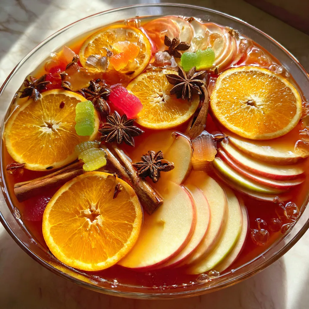 A large glass punch bowl filled with bubbling red Witches' Brew, with spooky lychee eyeballs floating amid swirling dry ice fog.