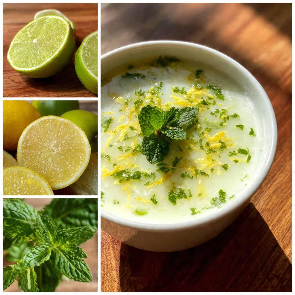Close-up of limes, sugar, and condensed milk being poured into a blender for Brazilian lemonade