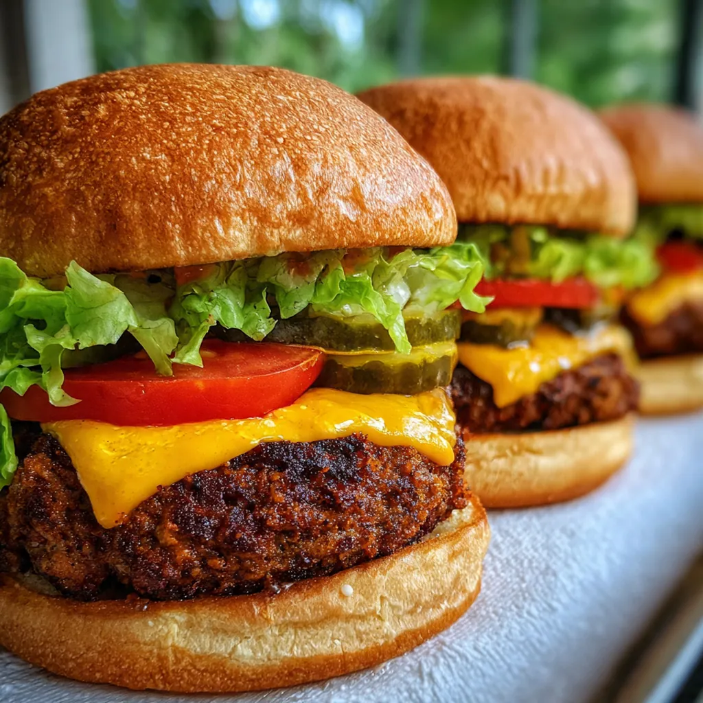 Close-up of a juicy smoked Cajun burger patty with a dark, spicy crust and smoke ring