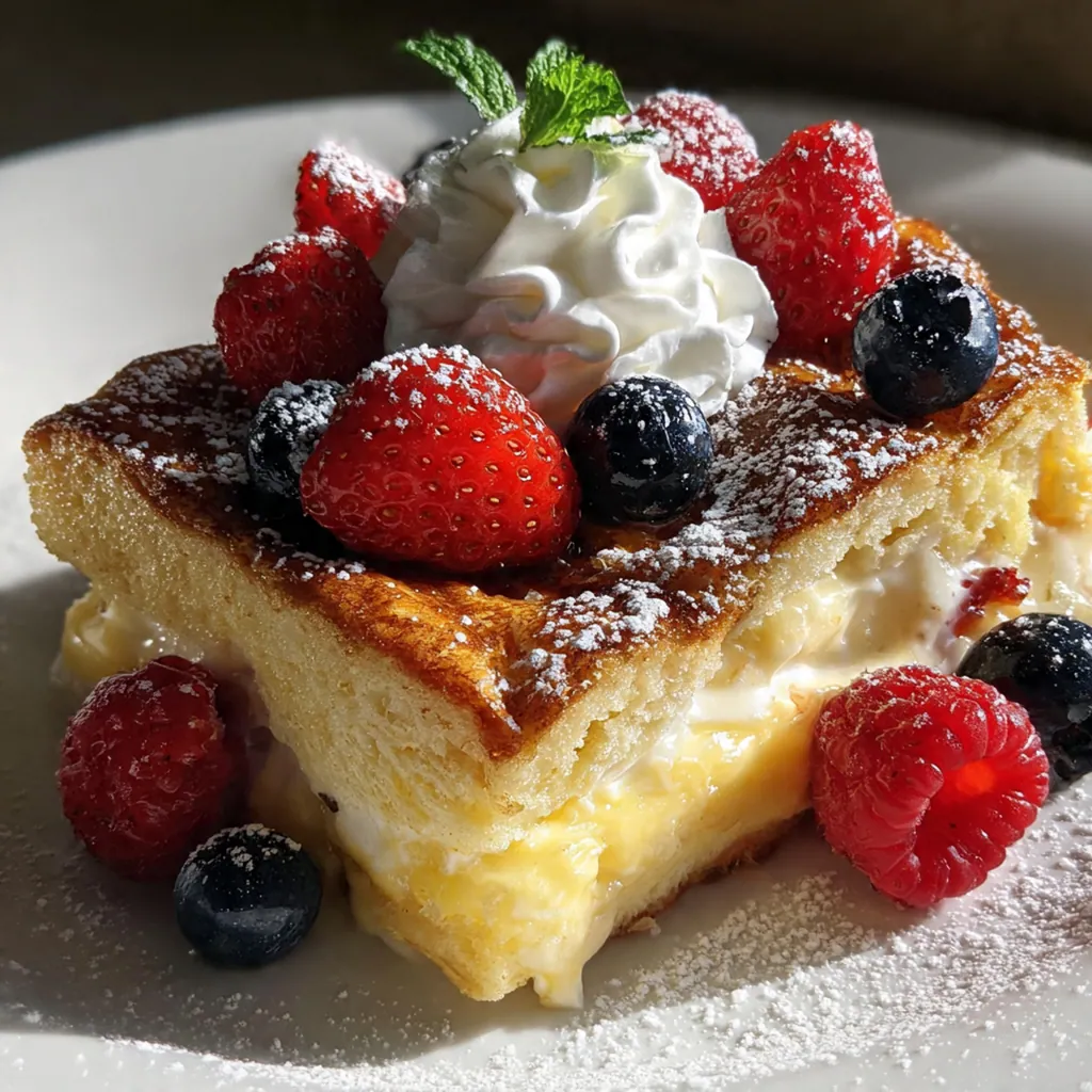 Close-up shot showing the layers of crescent dough, creamy filling, and glistening cherries
