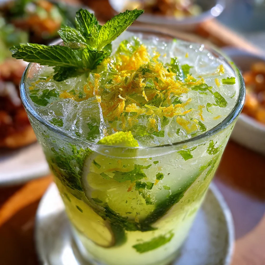A tall glass of creamy Tiktok Brazilian Lemonade with a frothy top and lime slice garnish