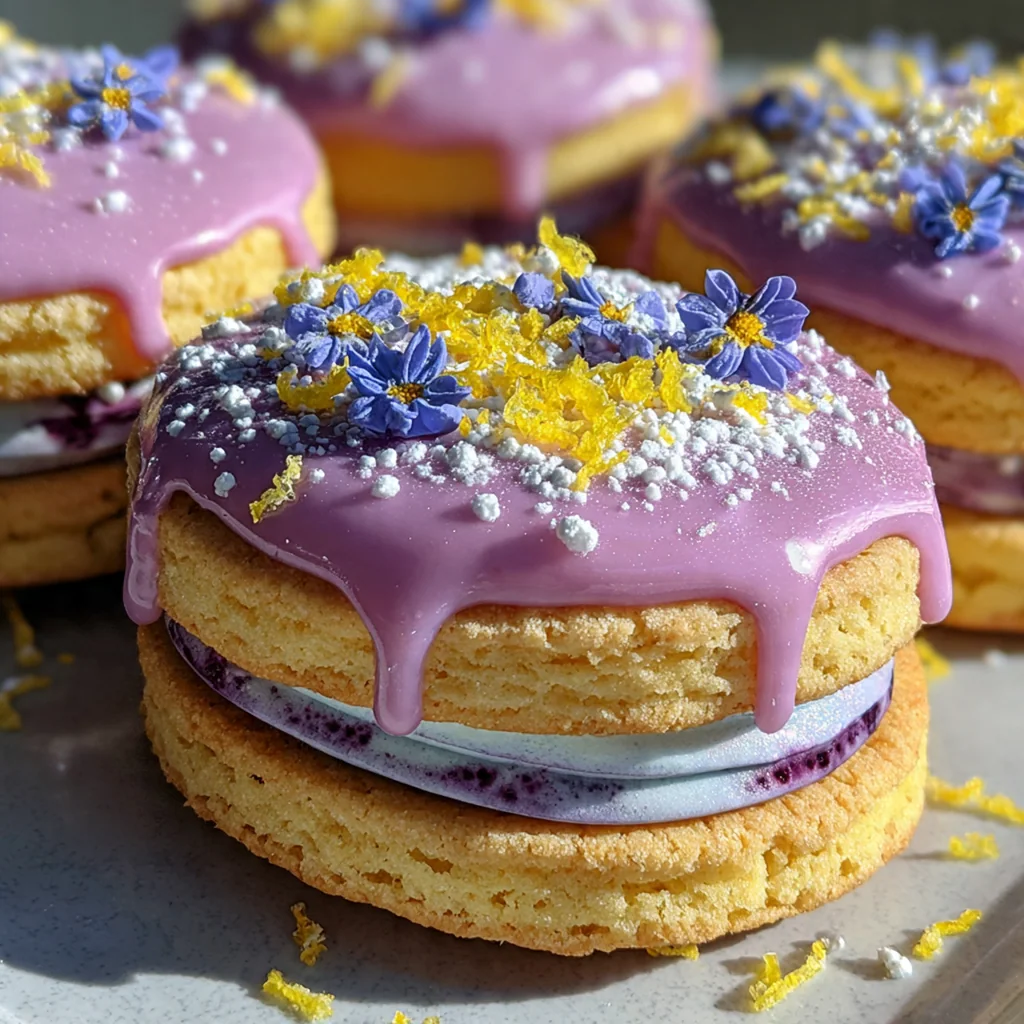 Lemon Filled Cookies Blueberry Icing